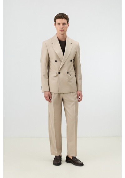 Antioch Relaxed Kruvaze Erkek Blazer Ceket Bej