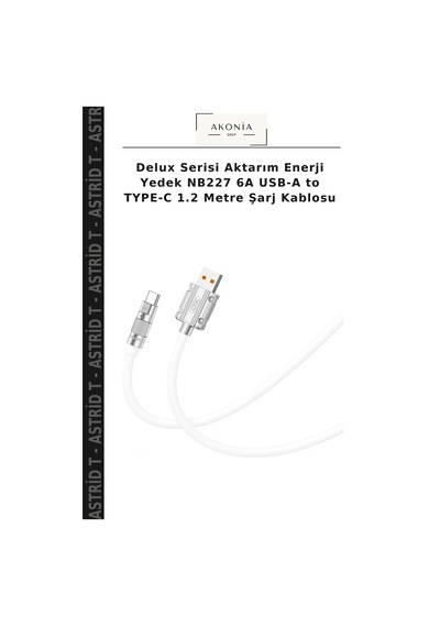 Delux Serisi Aktarım Enerji Yedek Nb227 6a Usb-a To Type-c 1.2 Metre Şarj Kablosu