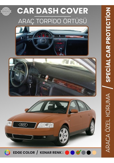 Audı A6 1997-2004 Torpido Örtüsü Ön Göğüs Koruma Torpido Koruma Araca Özel Kaymaz Kolay Montaj Kahverengi