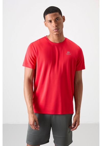 Tommy Life Kırmızı O Yaka Standart Kalıp Logo Desenli Aktif Spor Erkek T-shirt - 88255 Kirmizi
