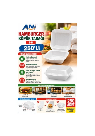 Anı Hamburger Köpük Tabağı 8-b 250'li