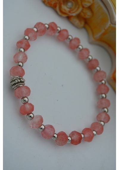 Stoneage Jewellery Gül Kuvars Doğal Taşlı Bileklik Çok Renkli