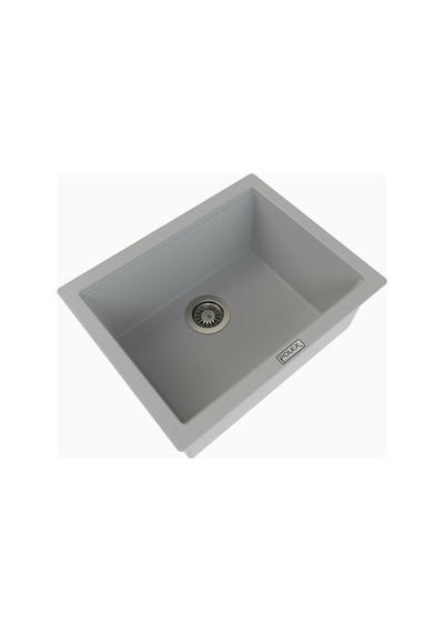 Polex Cristalüx Granit Evye P-09 Gri Tezgah Altı Ve Tezgah Üstü Kare Mutfak Evyesi 55.5x43.5 CM