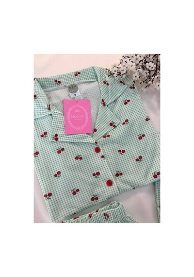 Mh Moony Homewears Mint Picnic 3'lü Pamuklu Pijama Takımı Mint Yeşil