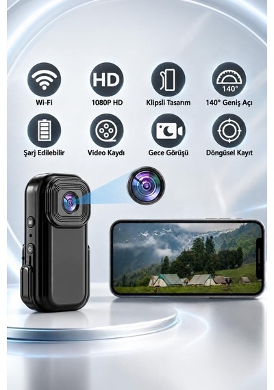 Premium Taşınabilir Aksesuar Hareketli Giyilebilir Aksiyon Kamerası Cmr27 Siyah 1080p
