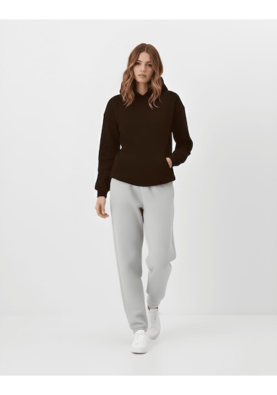 Uyguntarz Unisex Yumuşak Dokulu 3 İplik Umber Oversize Sweatshirt Kahverengi