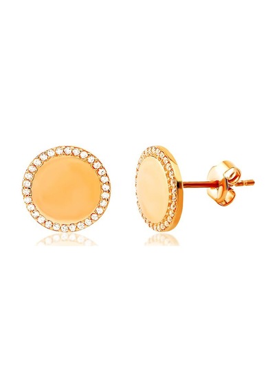 Oval Gümüş Taşlı  Küpe