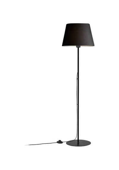 Slav Hazır Konik Kumaş Başlık Siyah Metal Lambader Salon Köşe Lambası Siyah
