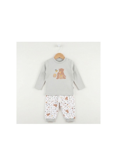 Mother Love %100 Organik Bebek Pijama Takımı 3 - 36 Ay Gri