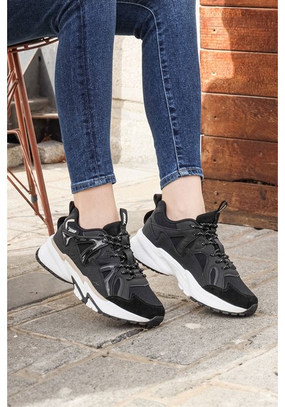 Jump 29942 Siyah - Bej Kadın Sneaker Günlük Spor Ayakkabı