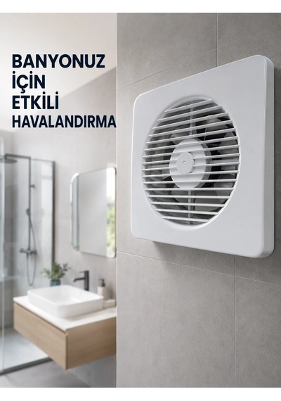 20 W Havalandırma Fanı 150 Mm Bağlantı Çapı 20,8 X 20,8 Cm Dekoratif Aspiratör Beyaz