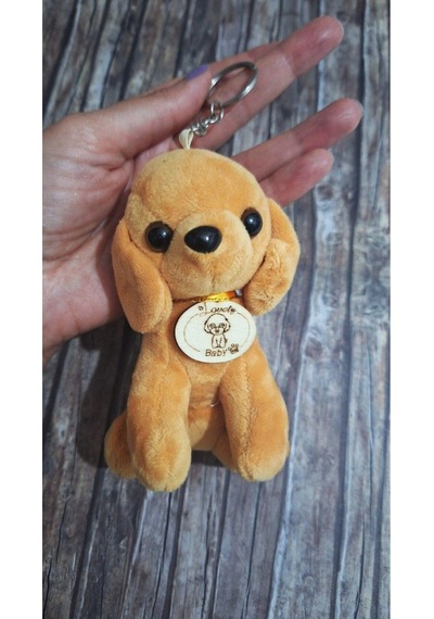 Büyük Boy Lüks Peluş Köpekçik Anahtarlık Boyu 17 Cm, Eni 7 Cm - Araba Süsü- Çanta Süsü - Sarı