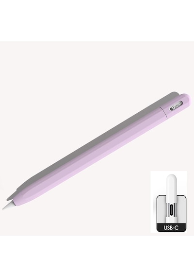 Apple Pencil Usb-c İçin Uyumlu Koruyucu Esnek Silikon Kılıf Kalem Değildir Lila