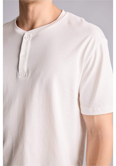 Defacto %100 Pamuk New Regular Fıt 2li Şortlu Pijama Takımı H8680ax26smwt34 Beyaz-wt34