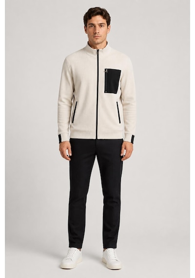 Alexandergardi Cep Detaylı Fermuarlı Dik Yaka Sweatshirt Taş