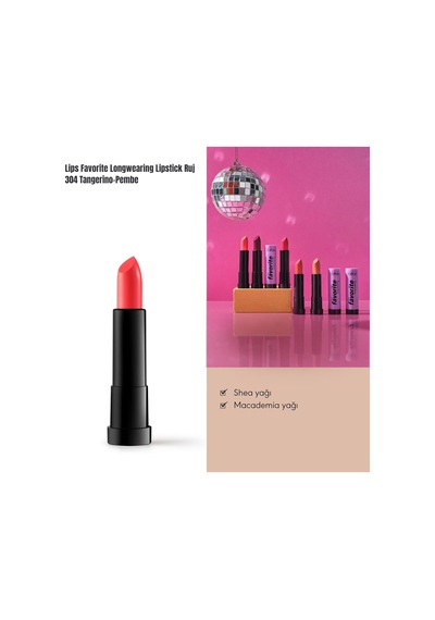 Lips Favorite Longwearing Lipstick Kalıcı Ruj 304 Tangerino, Pembe Çok Renkli