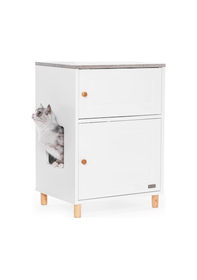 Modern Ahşap Kedi Tuvaleti Dolabı, Çok Fonksiyonlu Evcil Hayvan Mobilyası Beyaz Modern Ahşap Kedi Tuvaleti Dolabı, Çok Fonksiyonlu Evcil Hayvan Mobilyası Beyaz