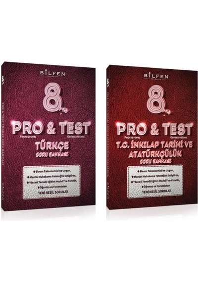 Bilfen Pro&test 8. Sınıf Türkçe - T.c. İnkilap Tarihi Ve Atatürkçülük Soru Bankası 2 Kitap