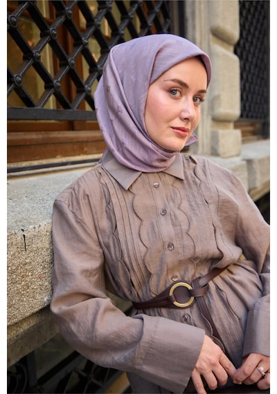 Silk Home Monogram Pamuk İpek Eşarp 130001-17 lila