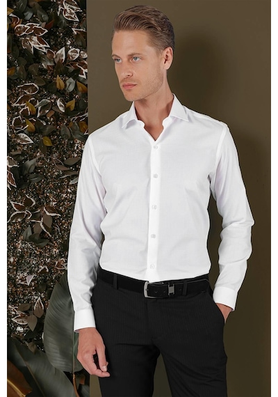 Efor Gk 701 Slim Fit Beyaz Klasik Gömlek Beyaz