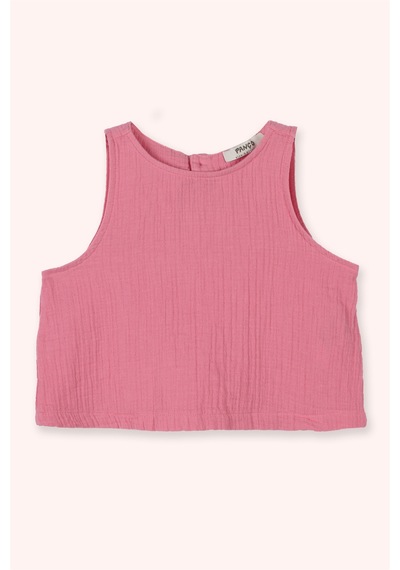 Panço Kız Çocuk Yumuşak Dokulu Fuşya Bluz Pembe