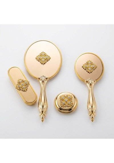 Saraylı Hürrem Model Gold 4 Parça Ayna Fırça Seti