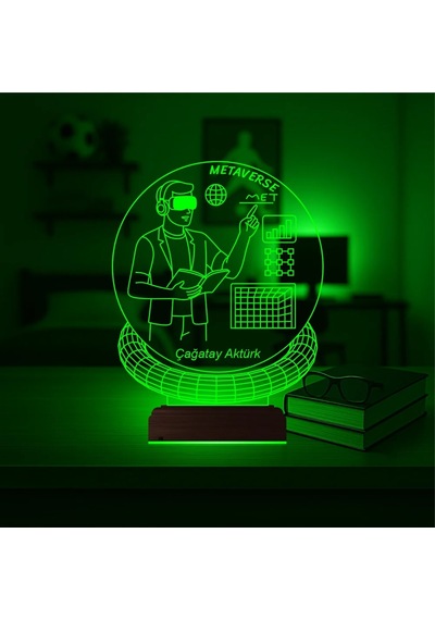 Luvivia Metaverse Bilgisayar Yazılımcı Kişiye Özel 3d Lamba - Masa Gece Lambası Şeffaf