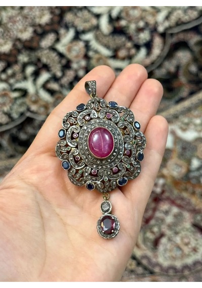 Safir Yakut Elmas Kolye Ucu