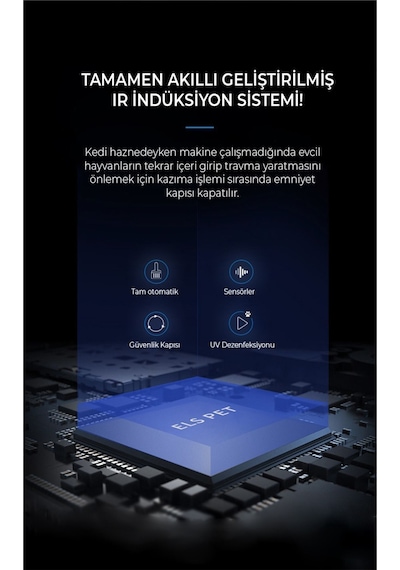 Els Pet Smart Pro Akıllı Otomatik Kedi Tuvaleti App Kontrol Uv Temizleme
