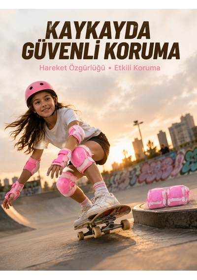 Mey İthalat Pembe Çocuk Koruyucu Dizlik Dirseklik Ve El Bilek Koruyucu Diğer
