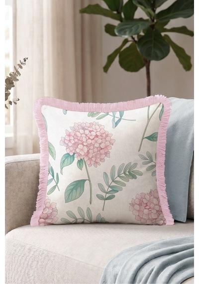 Ortanca Çiçekli Botanik Desenli Saçaklı Yastık Kılıfı-romantik Floral Pembe Püsküllü Kırlent Kılıfı Kadim Düş Halo Ortanca Çiçekli Botanik Desenli Saçaklı Yastık Kılıfı-romantik Floral Pembe Püsküllü Kırlent Kılıfı Kadim Düş Halo