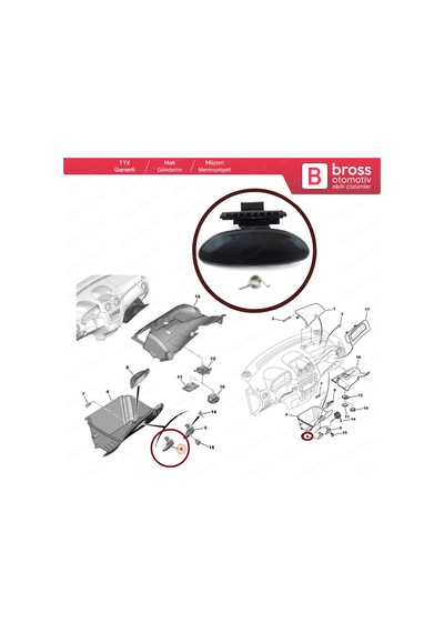 Elysee C2 C3 Peugeot 301 için Torpido Kapak Mandalı Siyah 8218a3 N11.4619