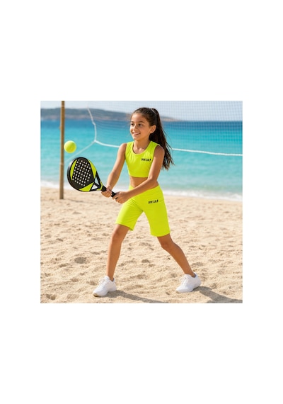 Rony Pony Kids Kız Çocuk Neon Sarı Crop Üst Ve Uzun Şortlu Mayo Takımı - 2 Parça
