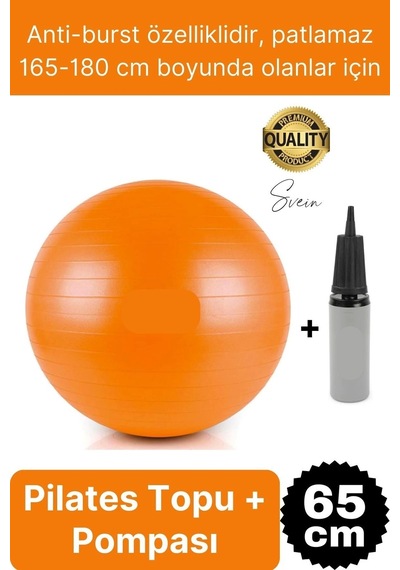 Svein 65 Cm Yoga Pilates Topu Ve Şişirme Pompası Hediye Denge Egzersiz Aerobik Jimnastik Reformer Spor Set