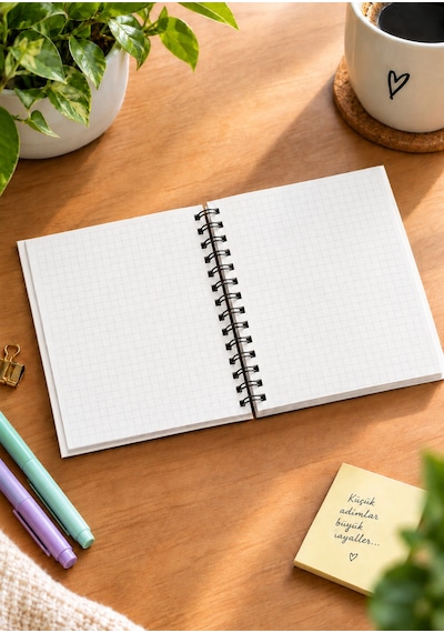 Atatürk Temalı 15x15 Kare Esnek Karton Kapak Metal Spiralli Kareli Defter Atatürk Temalı Defter Çok Renkli