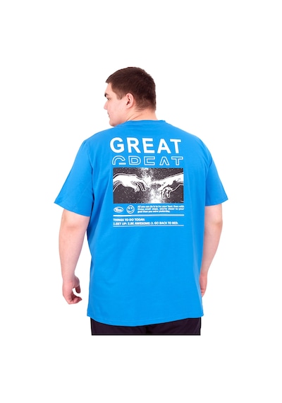 Mode Xl Büyük Beden Erkek T-shirt Bisiklet Yaka Great U25024 Saks Saks Mavi