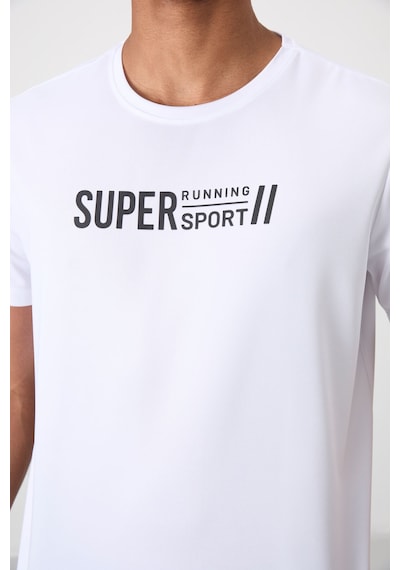 Tommy Life Beyaz Polyester Nefes Alan Dokulu İnce Esnek Standart Fit Erkek Performans T-shirt - 88385 Beyaz