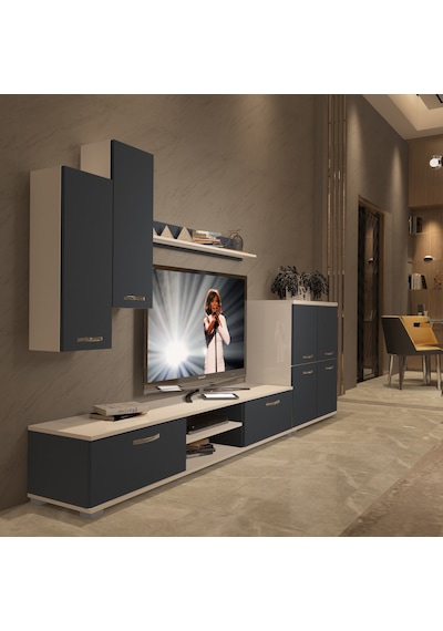 Decoraktiv Eko 6 Mdf Dvd Tv Ünitesi Tv Sehpası Beyaz - Antrasit