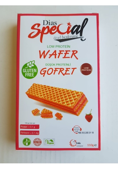 Dias Special Glutensiz ve Düşük Proteinli Çilekli Gofret 110 G