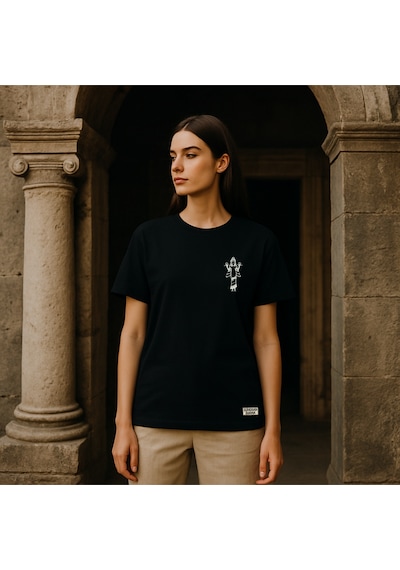 Unisex T-shirt Nakışlı Sümerler Inanna SIYAH
