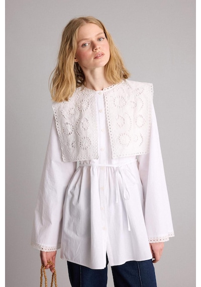 Defacto Manuka X Defacto Relax Fıt Poplin Uzun Kollu Tunik H5543ax26smwt32 Beyaz-wt32