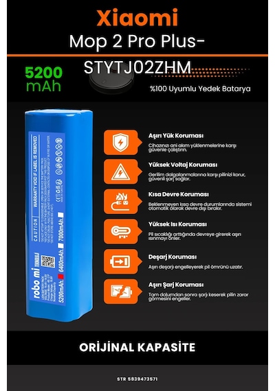 Xiaomi Mop Pro2+ 3D STYTJ02ZHM 5200mAh Robot Süpürge Bataryası