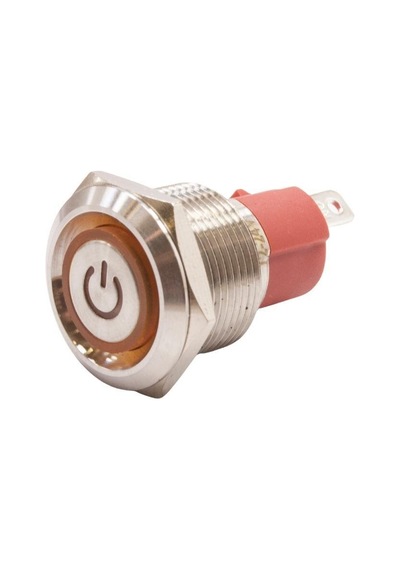 Motorobit 19D-P1Z-Ec 19Mm Düz Anahtarlı Işıklı Power Metal Buton - Sarı