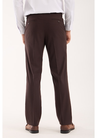 Erkek Regular Fit Kumaş Pantolon Kahverengi