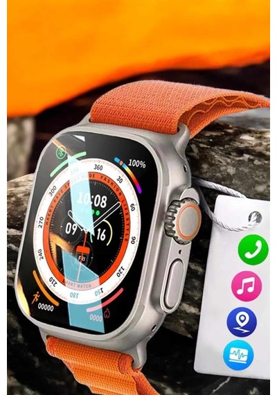 Akıllı Saat Uyku Ve Spor Takibi Yeni Nesil Bluetooth Bağlantılı Amoled Ekran Turuncu