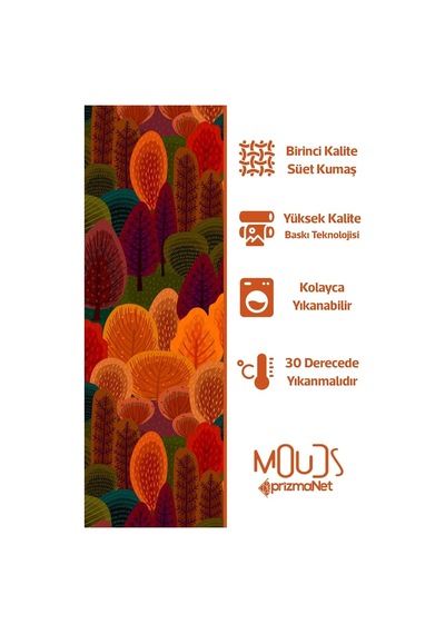 Moud's Fall Desenli Süet Oturma Odası Salon Fon Perde - Prd-1094 Çok Renkli