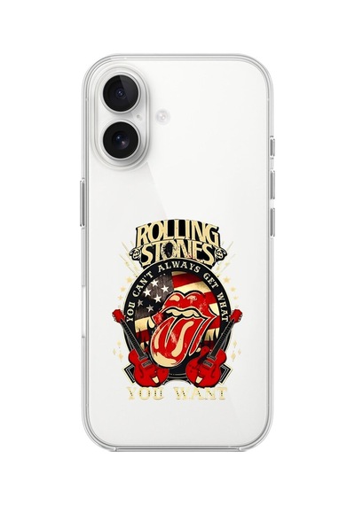 Apple Uyumlu iPhone 16 Şeffaf Kılıf Rolling Stones Tasarımlı