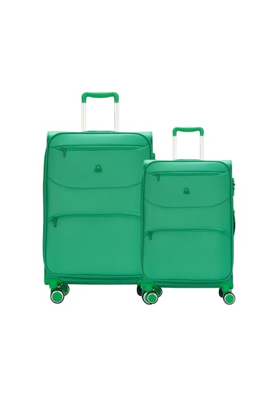 Benetton 2'li Valiz Seti Orta Ve Kabin Boy Lüx Kumaş Valiz Yeşil Bnt2400 Yeşil
