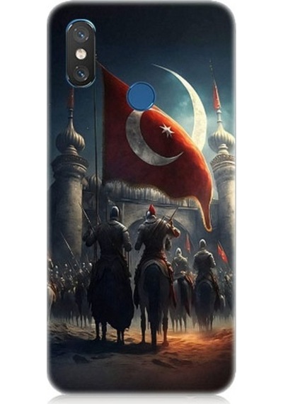 Xiaomi Mi 8s Uyumlu Tulpar Bayrak Ve Kale Desenli Silikon Kılıf