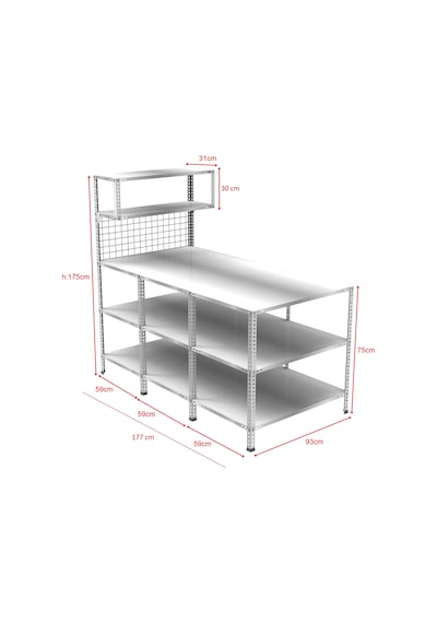 3 Katlı 3'lü Paketleme Masası 177x93 Cm - 2 Raflı Tel Kafesli , Atölye, Depo, Hobi Çalışma Masası Gri 3 Katlı 3'lü Paketleme Masası 177x93 Cm - 2 Raflı Tel Kafesli , Atölye, Depo, Hobi Çalışma Masası Gri